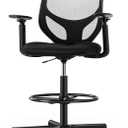 Drafting Chair - Tall Standing Office Desk Chair with Adjustable Foot Ring, Chair with Ergonomic Lumbar Support, Adjustable Height, Breathable Mesh