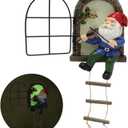 Garden Gnome Window Statue for Trees and Wall, Dwarf Playing Violin Luminous Fairy Garden Miniature Accessories, Glow in The Dark Art Sculpture, Tree Faces Gnomes Decorations Outdoor