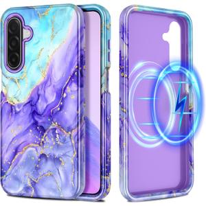 Casetego for Galaxy A17 5G Case,Compatible with MagSafe,[Military Grade Drop Test] Full Body Protection Slim Shockproof Rugged Marble Women Case for Samsung Galaxy A17 5G 6.7 inch,Cobalt Violet