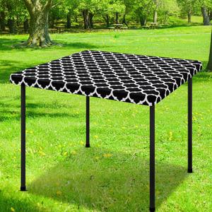 Smiry Square Picnic Table Cover, Waterproof Elastic Fitted Camping Tablecloths, Wipeable Flannel Backed Vinyl Tablecloth Protector for Indoor, Outdoor (Black, 42x42 Inches)