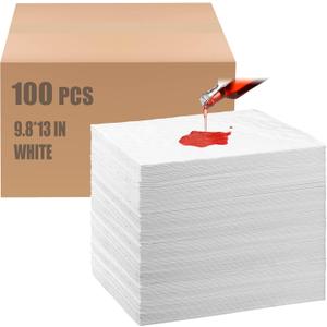 Hoolerry Oil Absorbent Pads Weight Dimpled Pad Garage Accessories Water Absorbent Mat Oil Spill Mat for Absorbing Protecting Home Garage Basement (100 Pcs,White,9.8 x 13 Inch)