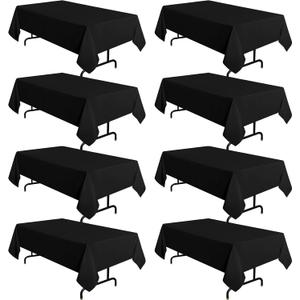 sancua 8 Pack Black Tablecloth 60 x 120 Inch, Rectangle Table Cloth for 8 Feet Tables - Stain and Wrinkle Resistant Washable Polyester Table Cover for Dining Tables, Buffet Parties and Camping