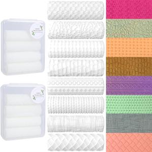 8 Pcs Polymer Clay Texture Roller, Texture Roller for Clay, Pottery Texture Rollers for Jewelry Making, Like Texture Sheets, Work with Polymer Clay Cutters (YANSH PROGLOBAL) (Basic Texture)