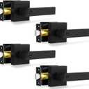 Privacy Door Levers, 4 Pack Matte Black Door Handles Heavy Duty Bed and Bath Door Locks Interior Keyless Locksets, Reversible for Left Right Handed Doors
