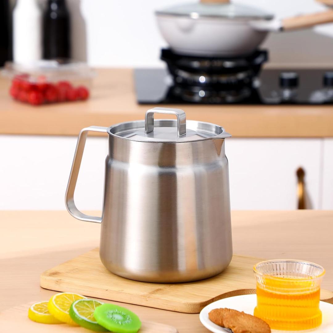 2.1 Quarts/ 2 Liter Stainless Steel Kettle Pot Multipurpose Cooking Pot Brushed Stainless Steel Saucepan Suitable for Butter Ramen Milk Coffee Tea