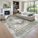 zesthome 8x10 Area Rugs for Living Room,Non-Slip Backing Washable Rugs,Vintage Large Area RugStain Resistant Home Decor Rug (Wheat/Charcoal,8'x10')