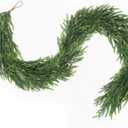 9FT Norfolk Pine Garland, Real Touch Artificial Long Greenery Christmas Garlands for Table, Mantle, Wall, Stairs, Fireplace, Indoor & Outdoor Xmas Holiday Decorations (1 Pcs)