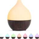 SALKING Essential Oil Diffuser, 100ml Small Aromatherapy Diffuser for Essential Oils, Auto Shut-Off Ultrasonic Diffusers, Cool Mist Humidifier with Warm White Lights, for Office Home (Dark) (Dark Wooden Grain)