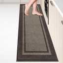 Kichen Rugs 24" x 96", Non-Slip Machine Washable Kitchen Runner Rugs Floor Mats, Absorbent Comfort Standing Mats for Kitchen, Sink, Laundry and Hallway, Grayish Brown & Coffee
