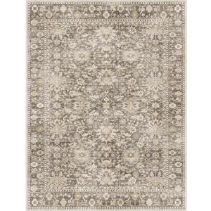 7X9 Area Rugs Machine Washable Rugs for Living Room Bedroom Hallway, Non Slip Indoor Soft Accent Distressed Boho Vintage Print Lightweight Thin Low Pile Carpet (Deep Brown/Gold, 7x9)
