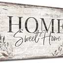 arteWOODS Home Sweet Home Wall Art Sign Large Dark Brown Farmhouse Wall Sign for Living Room Decoration Wooden Board Design Canvas Prints Modern Rustic Artwork Leaf Pictures Wall Decor 29" x 58"