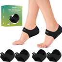 Plantar Fasciitis Gel Heel Protectors - (2 Pairs) Welnove Heel Cups for Women Men Heels Spur Pain Relief - Heel Inserts Pads for Achilles Tendonitis Dry Cracked Heel Support Cushion (Size S) (Black)