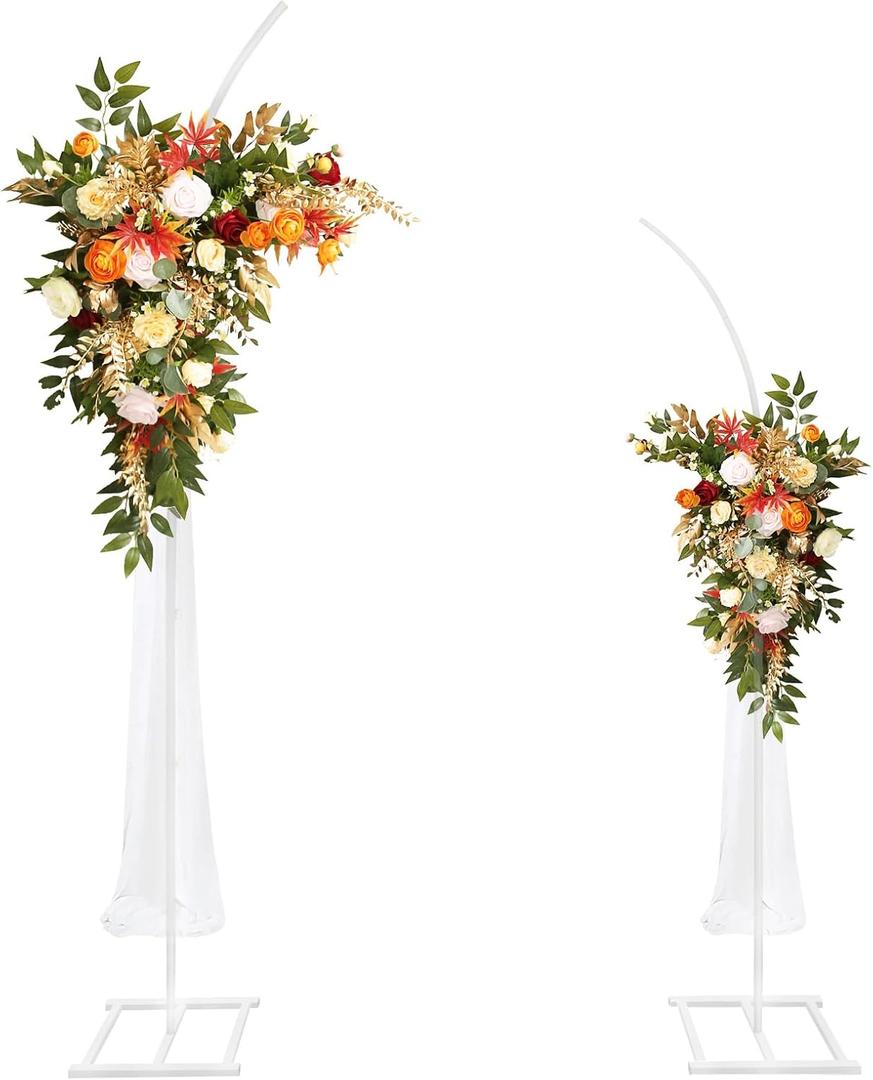 Metal Wedding Arch Stand,Set of 2 Curved Top Arch Backdrop Stand Wedding Arches for Ceremony Birthday Anniversary Baby Shower Floral Stand Background Decoration (White,7.8FT & 6.7FT)