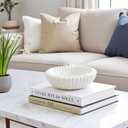 Braxio Decorative Bowl Modern Home Decor  Resin Ruffle Bowl Decorative Catchall for Entryway Dining Table Living Room Centerpiece Key Holder Fruit Bowl 9 x 9 x 2.6 Inch Art Deco Style