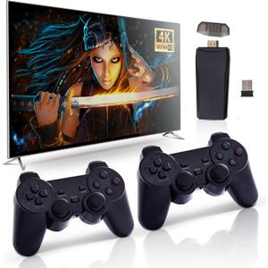 Wireless Retro Game Console, 25000+ Games Built-in, 4K HDMI Output, 9 Emulators, Dual 2.4GHz Wireless Game, Plug and Play Video Games