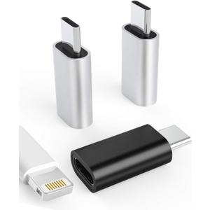 3Pack Lightning Female to USB-C Male Adapter, Type Charging for iPhone 11, iPad Pro, Samsung Galaxy S20, Note 10, LG V50, HTC U12, Nexus 5X, 6P, Pixel 4 - Universal Compatibility