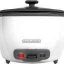 BLACK+DECKER Rice Cooker 28 Cups Cooked (14 Cups Uncooked) with Steaming Basket, Removable Non-Stick Bowl, White