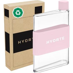 Flat Water Bottle 13 oz - Leak Proof, Slim Design for Purse - Cute BPA-Free Square Bottle for Women and Men (13 Ounces, Champagne Pink)