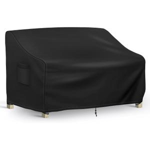 Richwon Patio Loveseat Cover Waterproof, 2-Seater Outdoor loveseat Cover, Patio Furniture Covers with Air Vent and Handles, 54W x 37D x 35H Inches, Black