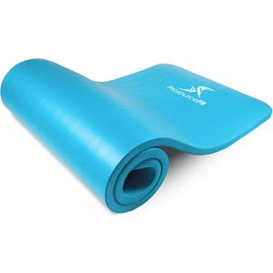 ProsourceFit Extra Thick Yoga and Pilates Mat  (13mm) or 1" (25mm), 71-inch Long High Density Exercise Mat with Comfort Foam and Carrying Strap (Aqua)