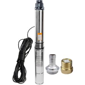 Deep Well Submersible Pump with 100FT Power Cord, 1HP 110V Deep Well Pump Submersible Water Pump for Industrial Irrigation and Home, 33GPM,276FT Lift,Long Life,4" OD
