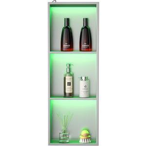 Led Shower Niche with RGB Light 36" X 12" Brushed Nickel 304 Stainless Steel Shower Niche with 3-Tiers Shelves Waterproof No Tile Needed Recessed Niches Shower for Bathroom Storage