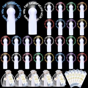 Retisee 32 Set Mini Portable Handheld Fans Bulk for Wedding Guest LED Battery Fans with Bags and Cards Thank You for Celebrating with Us Gifts for Summer Wedding Bridal Shower Party Favors(Flower) (Blue)
