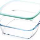 NUTRIUPS 9 x 9 Glass Baking Dish with Lid, 9 x 9 Baking Pan, 2.75QT LARGE and DEEP Baking Dish for Oven (Green, 2.6L)