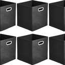 Amazon Basics Collapsible Cube Storage Organizer Bins, 6-Pack, 10.5 x 10.5 x 11 inches, Black