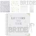 HOETEK 8 x 8 Inch Letters to The Bride Scrapbook, Wedding Memory Book, Bridal DIY Blank Paper Scrapbook, Photo Album Guest Book Sign with Pearl&Flower Stickers, Metallic Letters, Gems Bows