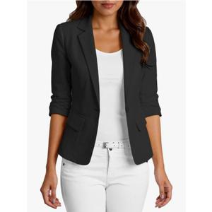 Mina Self 2026 Women's Summer 3/4 Sleeve Linen Blazer - Lightweight Breathable Fully-Lined Slim Office Jacket with Pockets, Small