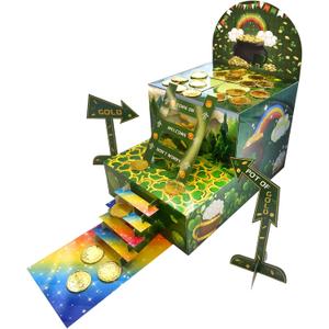 TEINSONET St Patrick's Day Leprechaun Trap Kit - St. Patricks Day Decorations Leprechaun Trap Crafts Kit for Kids St Patricks Day Party Supplies (Paper Double Staircase)