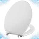 Angol Shiold Wood Toilet Seat, Zinc Alloy Hinges (Elongated, White)