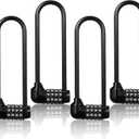 Shimeyao 4 Pieces 6 Inch Long Shackle Combination Lock 4 Digit Outdoor Waterproof Padlock with Resettable Code for School Gym Locker, Sports Locker, Fence, Gate, Toolbox, Case Storage, Black