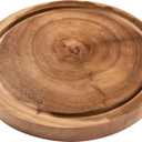 linoroso Round Acacia Wood Cutting Board with Juice Groove for Chopping and Serving Charcuterie, Exquisite Non-Splicing Cheese Board (Dia. 10 inch, Non-Exact Round, Follow Actual Shape of Wood)