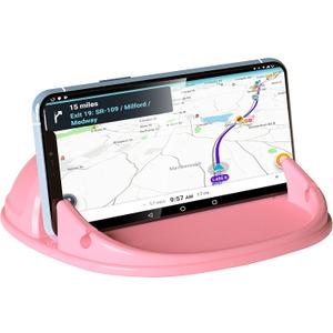 Loncaster Car Phone Holder, Car Phone Mount Silicone Car Pad Mat for Various Dashboards, Slip Free Phone Stand Compatible with iPhone, Samsung, Pink