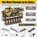 26''W Power Tool Organizer Wall Mount | 200lbs Garage Storage Rack with 7 Cordless Drill Holder | 3-Tier Heavy Duty Utility Shelf for Battery Workshop Organization
