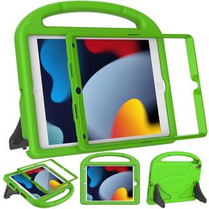 SUPLIK Kids Case for iPad 9th/8th/7th Generation - 10.2 inch 2021/2020/2019 Case with Built-in Screen Protector, Durable Shockproof Handle Stand Kids Cover for Apple iPad 7/8/9 Gen, Green