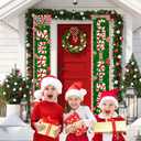 2 x Peppermint Christmas 71" x 12" Merry Christmas Porch Banner, Candy Welcome Sign, Indoor Outdoor Holiday Decorations