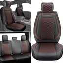 Custom Leather Seat Cover Full Set Compatible with Toyota Tacoma 2009 to 2024 TRD Sport Off Road TRD Pro Limited SR SR5 Package Access Double Extended Cab Pickup Truck (5 Pcs, Black Red)