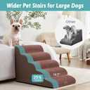 Extra Wide Dog Stairs 19.7" Width, Large Pet Step for Small Medium Dog, Puppy or Cat, Ramp for High Bed or Car, High Density Foam Ladder, Stable, 5 Step, 19.7x33x22.4 inch, Brown
