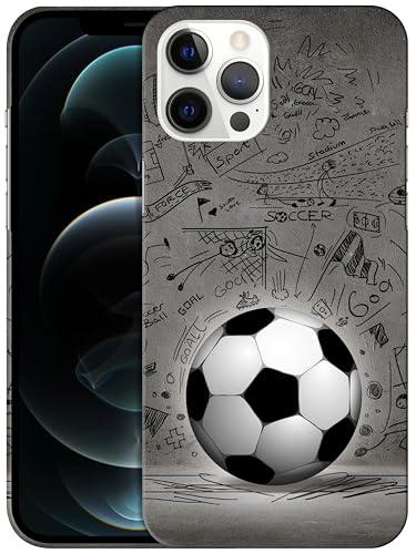 GlamCase for iPhone 12 Pro Max, iPhone 12 Pro Max Case - Soccer Ball with Black Art Wall Printed Cute Slim & Sleek Hard Plastic Designer Back Cover for iPhone 12 Pro Max