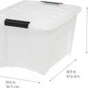 IRIS USA 32 Qt Stackable Plastic Storage Bins with Lids, 4 Pack - BPA-Free, Made in USA - Discreet Organizing Solution, Latches, Durable Nestable Containers, Secure Pull Handle - Pearl