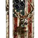 Case for iPhone 16 Pro Max,Deer Buck Hunter American USA Flag for 2 in 1 Hard Shell + Soft Silicone,Shockproof Bumper Drop Protective Case for iPhone 16 Pro Max