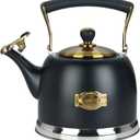 Tea Kettle Stainless Steel Teapot, Stainless Steel Teakettle for Stove Top with Heat Proof Ergonomic Handle 3.0 Quart (Black)