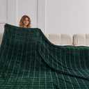 Oversized King Fleece Blanket 120x138 Inches, Seamless Soft Cozy 3D Jacquard Flannel Blanket 10'x11.5' Extra Large for Bed, Sofa, Couch, Travel & Camping, California King Throw, Forest Green