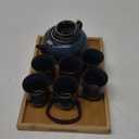 DUJUST Japanese Tea Set for 6, Kiln Altered Glaze Porcelain Tea Set with 1 Teapot, 6 Tea Cups & 1 Tea Tray, Unique Chinese Tea Sets for Adults/Tea Lovers/Women/Men, Dark Blue