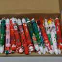 24 PCS Christmas Pens Bulk, 10-in-1 Christmas Multicolor Ballpoint Pens Santa Claus Reindeer Xmas Tree Pens for Christmas Party School Office Gift