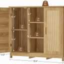 Iwell Rattan Storage Cabinet with 4 Adjustable Shelves, Coffee Bar Cabinet, Sideboard Buffet for Kitchen, Living Room, Entryway, Natural, 11.8"D x 35.4"W x 31.7"H