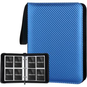 GERMUN 4 Pocket Card Binder, Premium Zip Trading Card Binder, 400 Double Sided Pocket PU Card Collection Binder, Collector Card Album, Card Folder for MTG, TCG, Sports Cards, Game Cards (Blue)